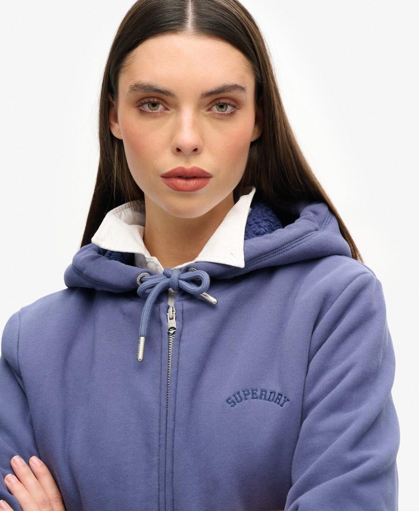 Superdry Sweat à capuche borg doublé avec fermeture éclair pour femme