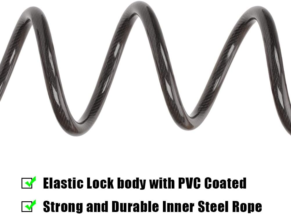 Emoly Bike Lock Cable, High Security 5 Digit Resettable Combination Coiling Bike Cable Lock,Bicycle Cable Lock for Bicycle,Mountain Bike, Scooter Outdoors, 4 Feet x 1.2M, Black
