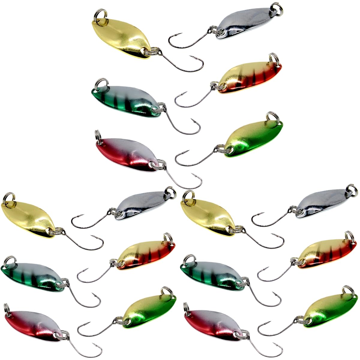 Trout Lures with Single Hook, 1.2in-1/9oz Colorful Fishing Spoons and Spinners for Salmon, Bass Fishing