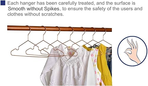 Miniatura 9 de Perchas para ropa de 12.5 pulgadas de alambre de metal de acero inoxidable y cobre para niños y niños, paquete de 30 perchas resistentes que ahorran