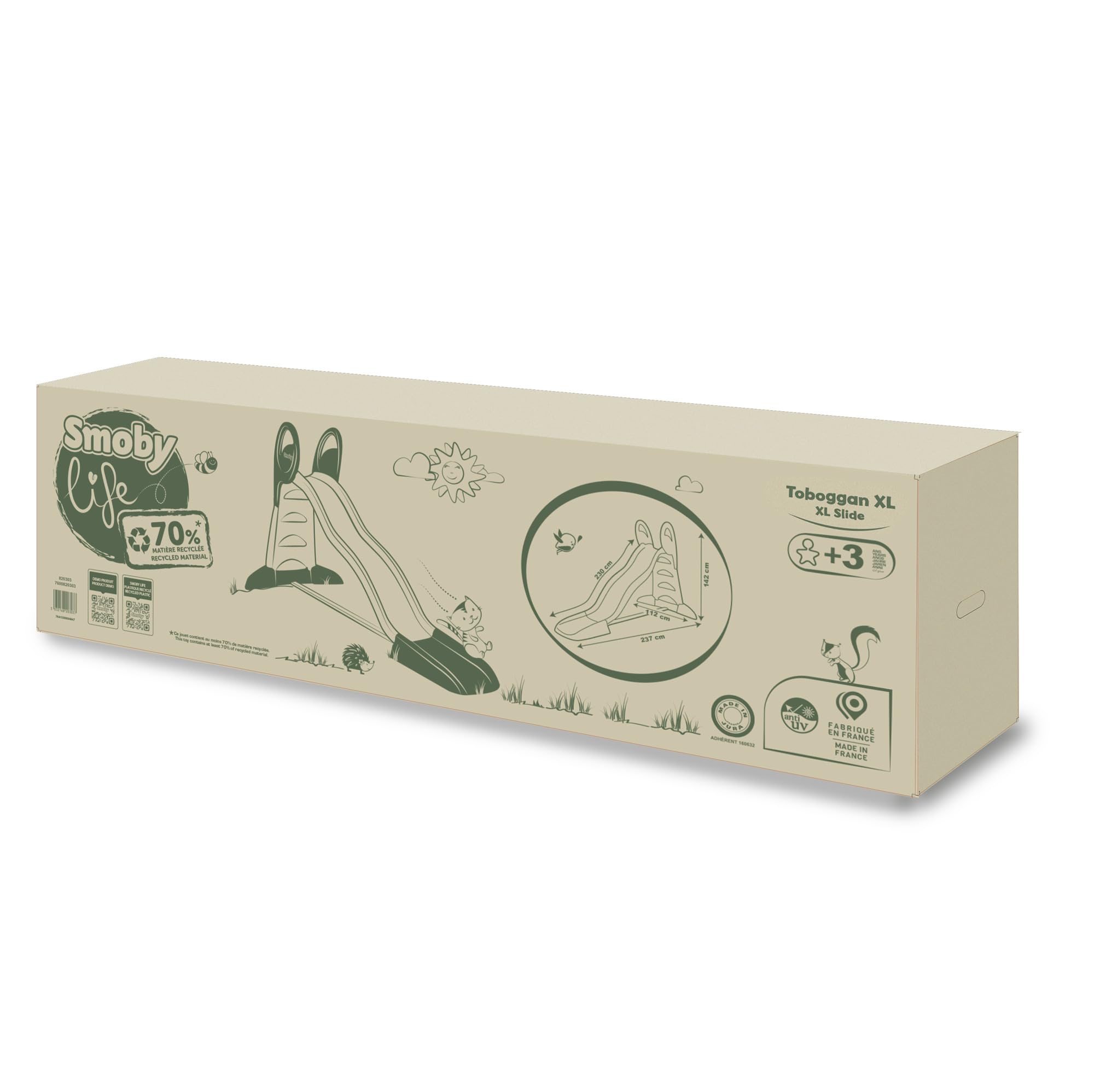Smoby Life, Scivolo Green a doppia onda per bambini, 7600820303, realizzato in plastica riciclata, a partire dai 3 anni