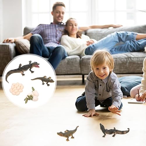 Miniatura 5 de ARTIBETTER 1 juego para adorno biológico realista, cocodrilo temprano salvaje, juguete de acción para niños, educación temática de vida silvestre,