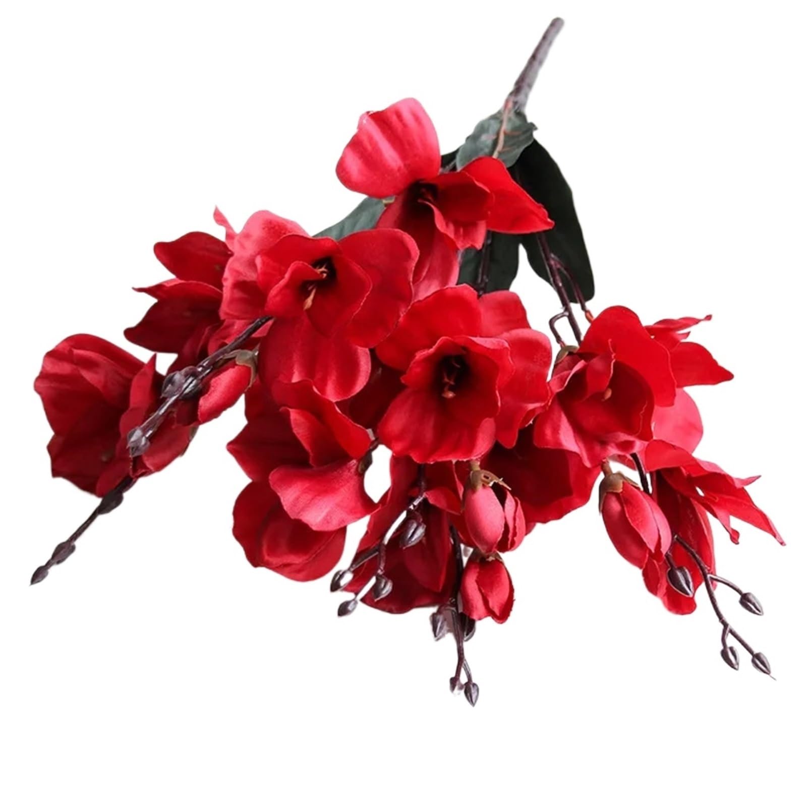 LuoAXINN Artificial Flower Branches 5 Forks 20 Heads Simulation Bouquet Magnolia Home Decoration Flower Photography Props Wedding(Red)