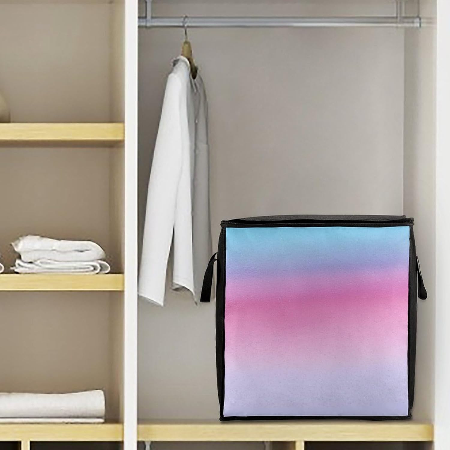 Quilt Storage Bag,Purple Pastel Colors Printed Large Foldable Storage Container Portable Travel Storage Bag for Blankets, Quilts, Clothes, Comforter, Bedding And Pillows