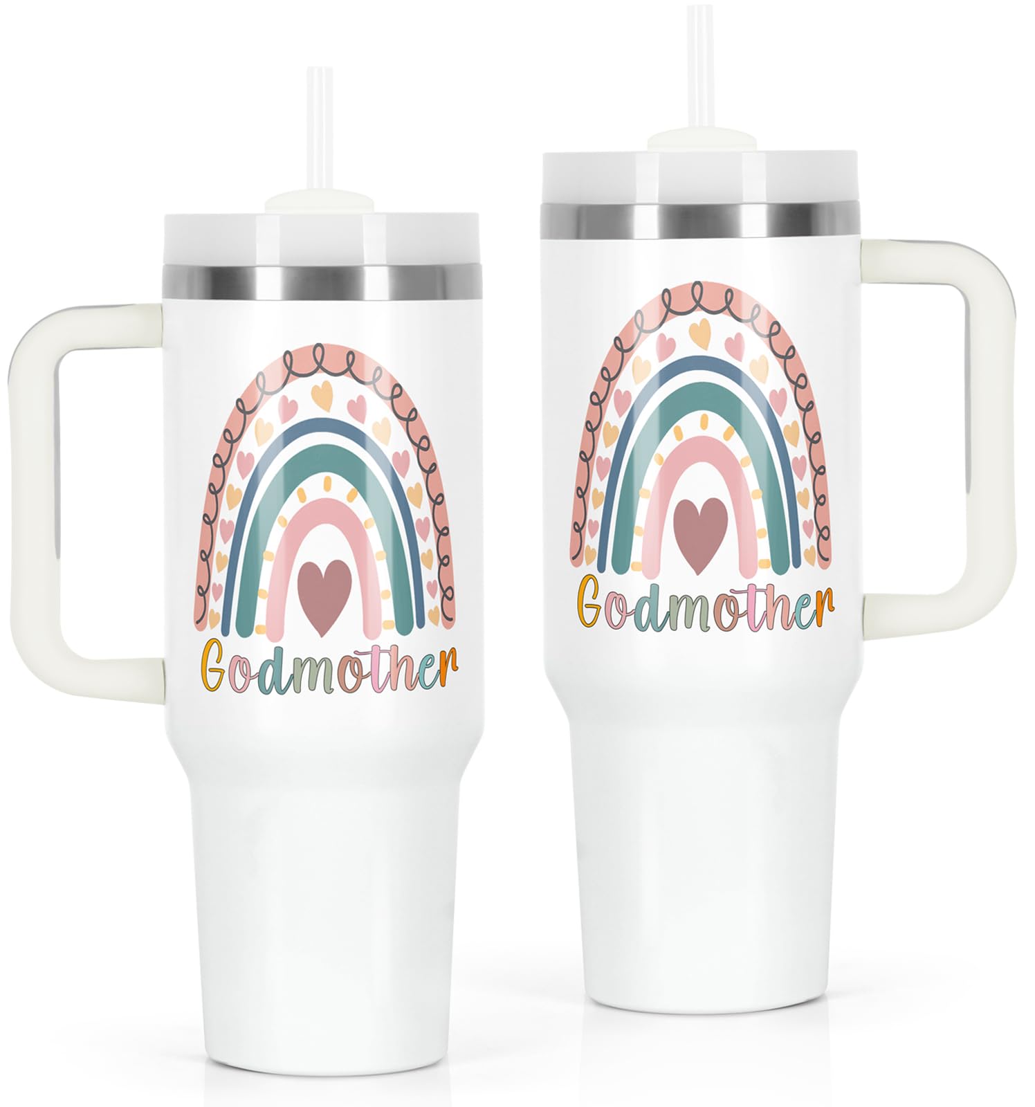 Godmother Gift, Godmother Proposal Gift for Godmother God Mom from Godchild, Rainbow Godmother 40 Oz Tumbler with Handle