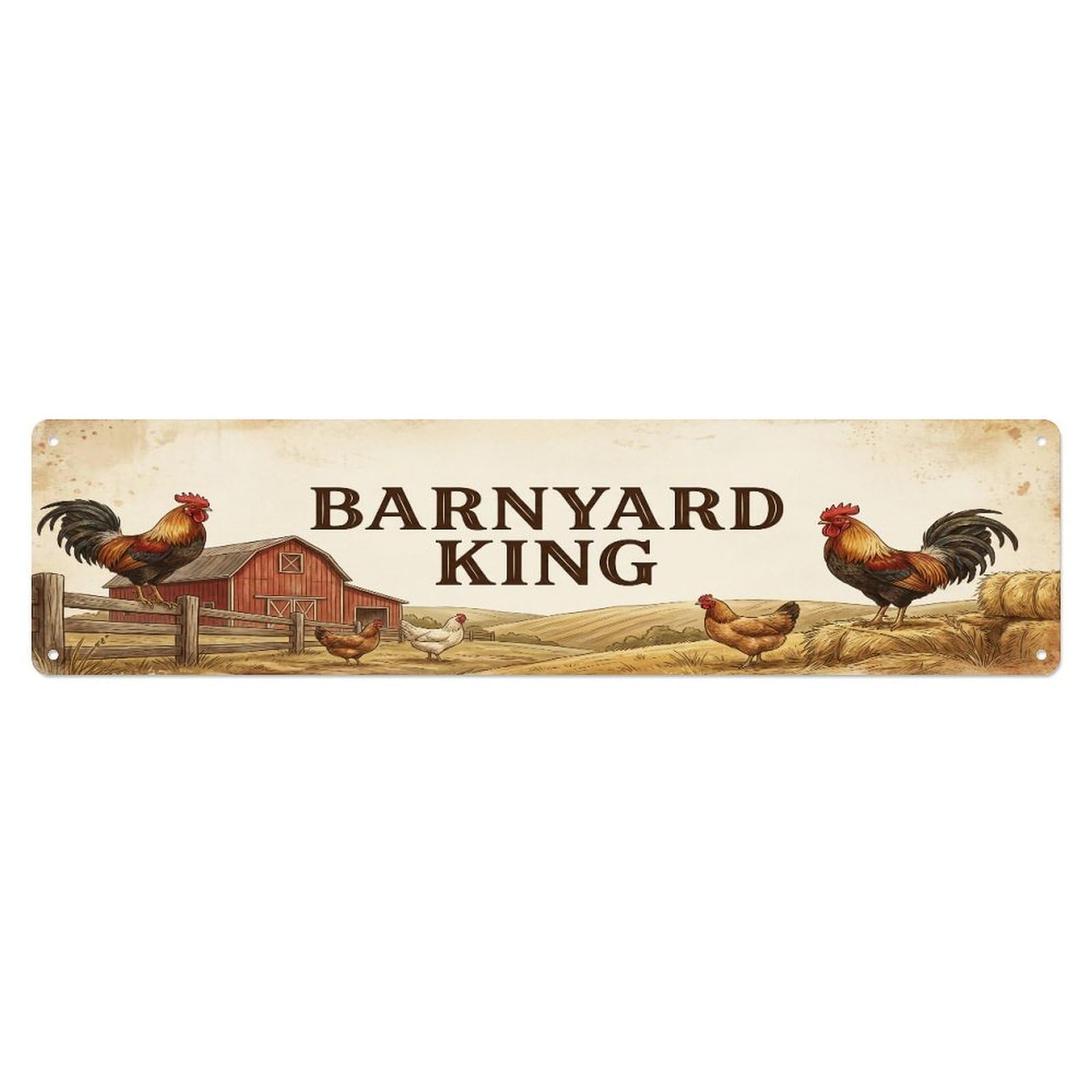 Xanthor Style Metal Tin Sign Vintage Barn Crow Cock Farmhouse Funny Cock Backyard Farm