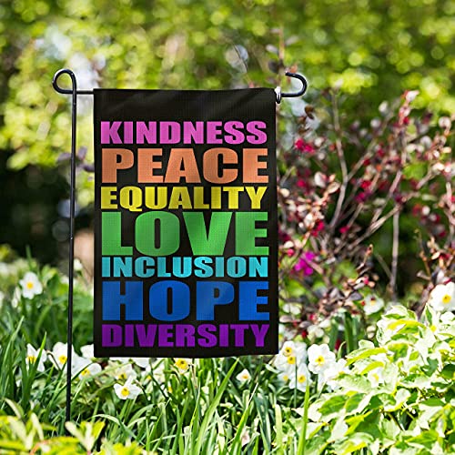 Ouxioaz Pride Flag Kindness Peace Equality Love Inclusion Hope Diversity Garden Flag Vertical Double Sided 12.5"X18" Burlap Spring Summer Yard Sign Peace Flag Be Kind Flag Patio Outdoor Decoration #TOP2