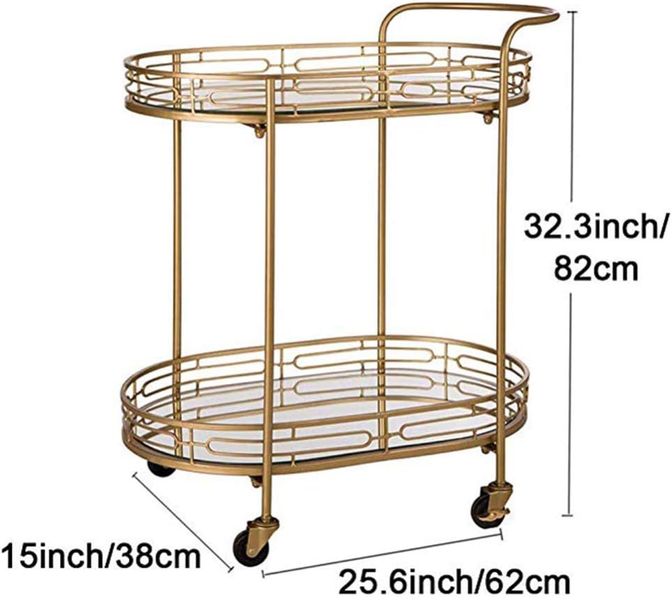 ワインティーサービスカート - オーバルゴールドバーカート2段