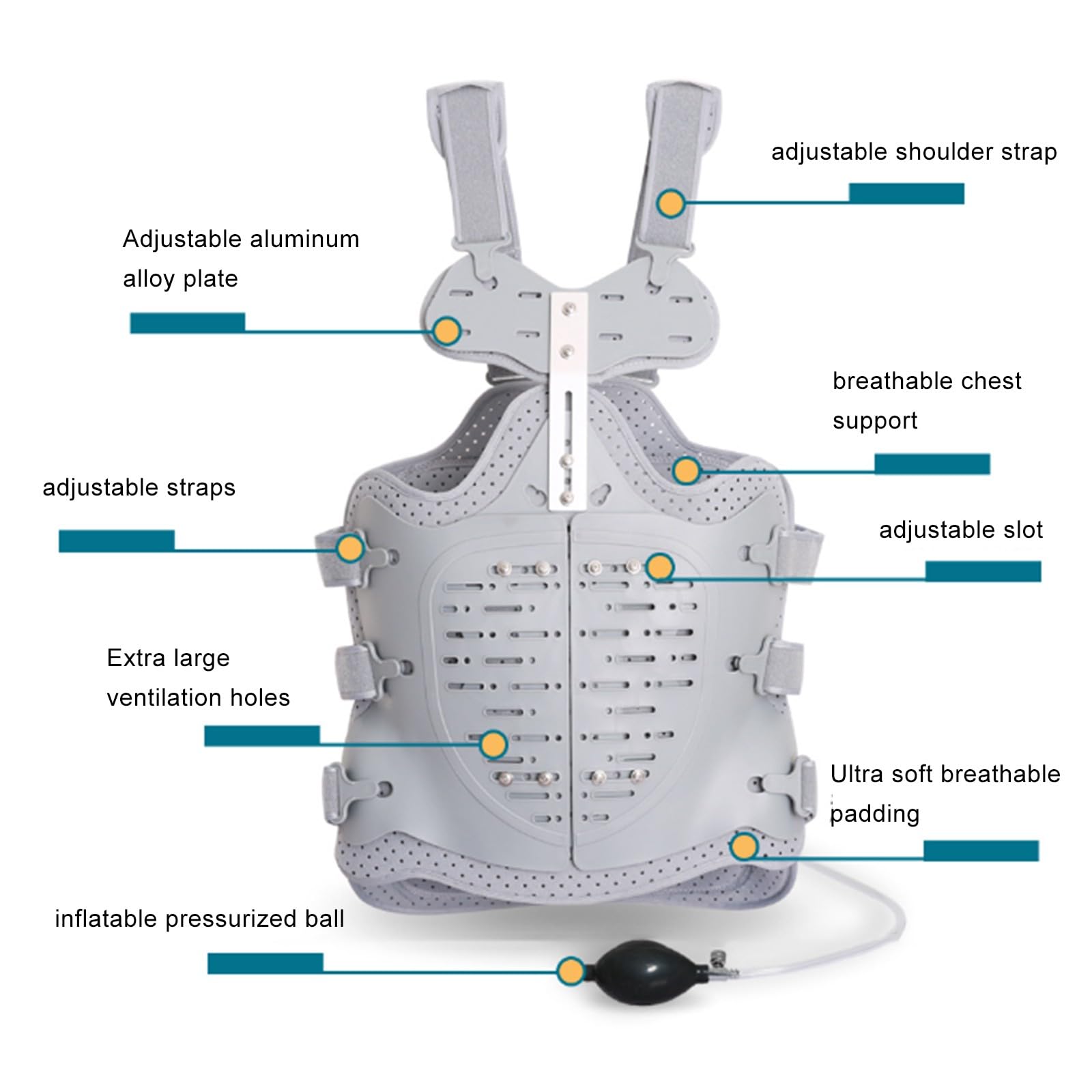 NICHOY Tutore per la Schiena per frattura da Compressione - Airbag Gonfiabile per decompressione ortesi lombosacrale Toracica, Supporto per Uomini e Donne Adatto(Adjustable)