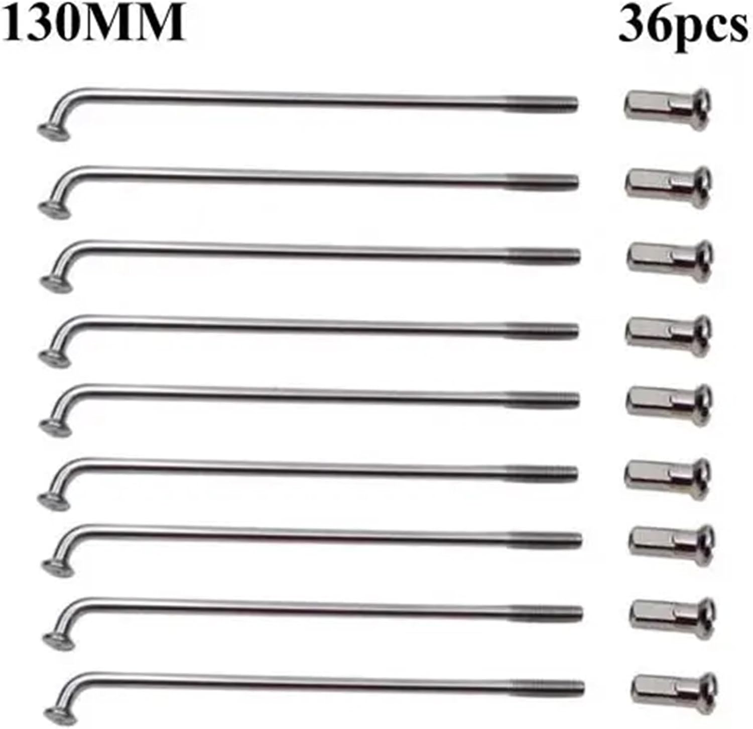 Bicycle Spoke 36Pcs 60-305mm 12G Electric Bicycle E-Bike Wheel Tire Steel Spokes Bike Parts Bikes Replacement Spoke(130mm)