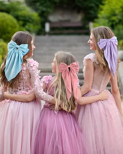 Miniatura 5 de 8 lazos para el cabello para mujer, de satén sedoso, pinzas para el cabello, pinzas para el cabello con cola larga, pinzas de metal para el cabello,