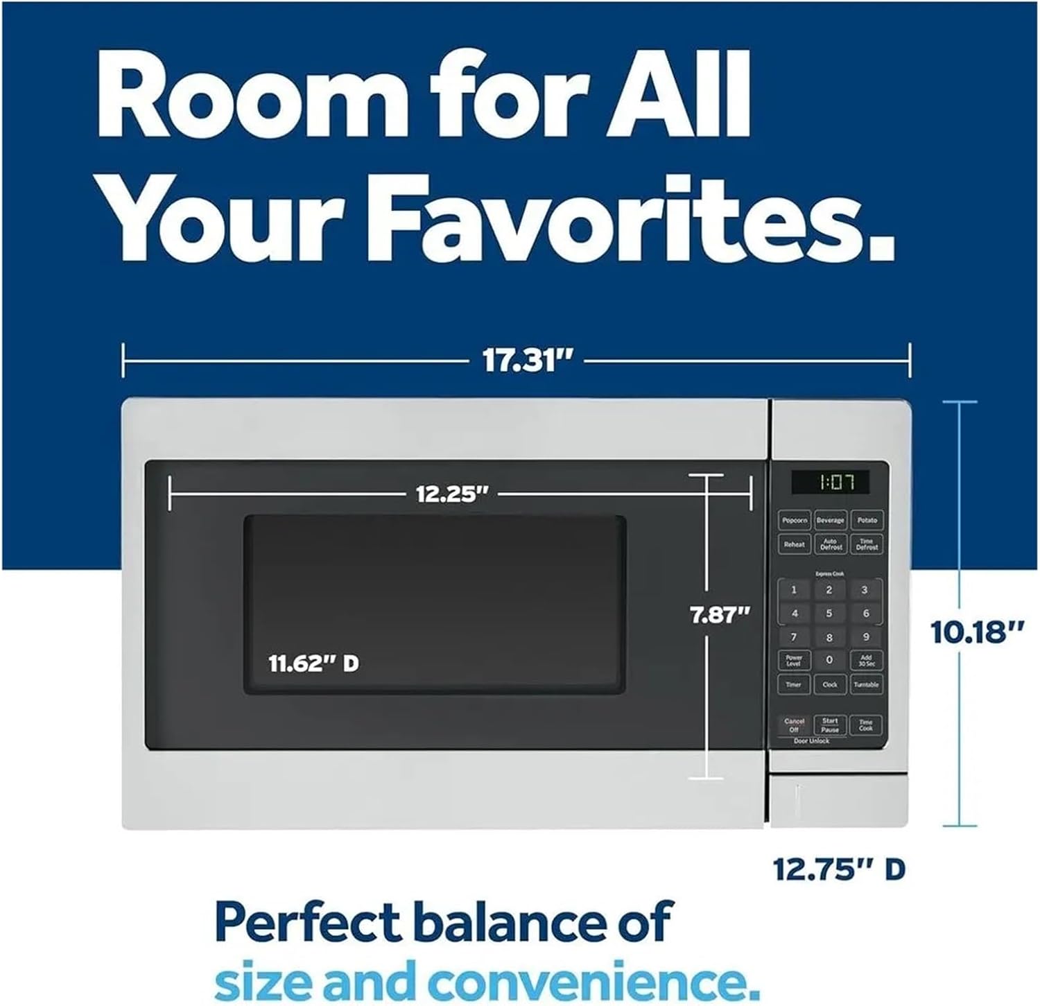 Compact Countertop Microwave Oven, 700-watt, 6 Auto Cooking Settings, Child-Lock, Ideal For Dorms Or Apartments, Stainless Steel
