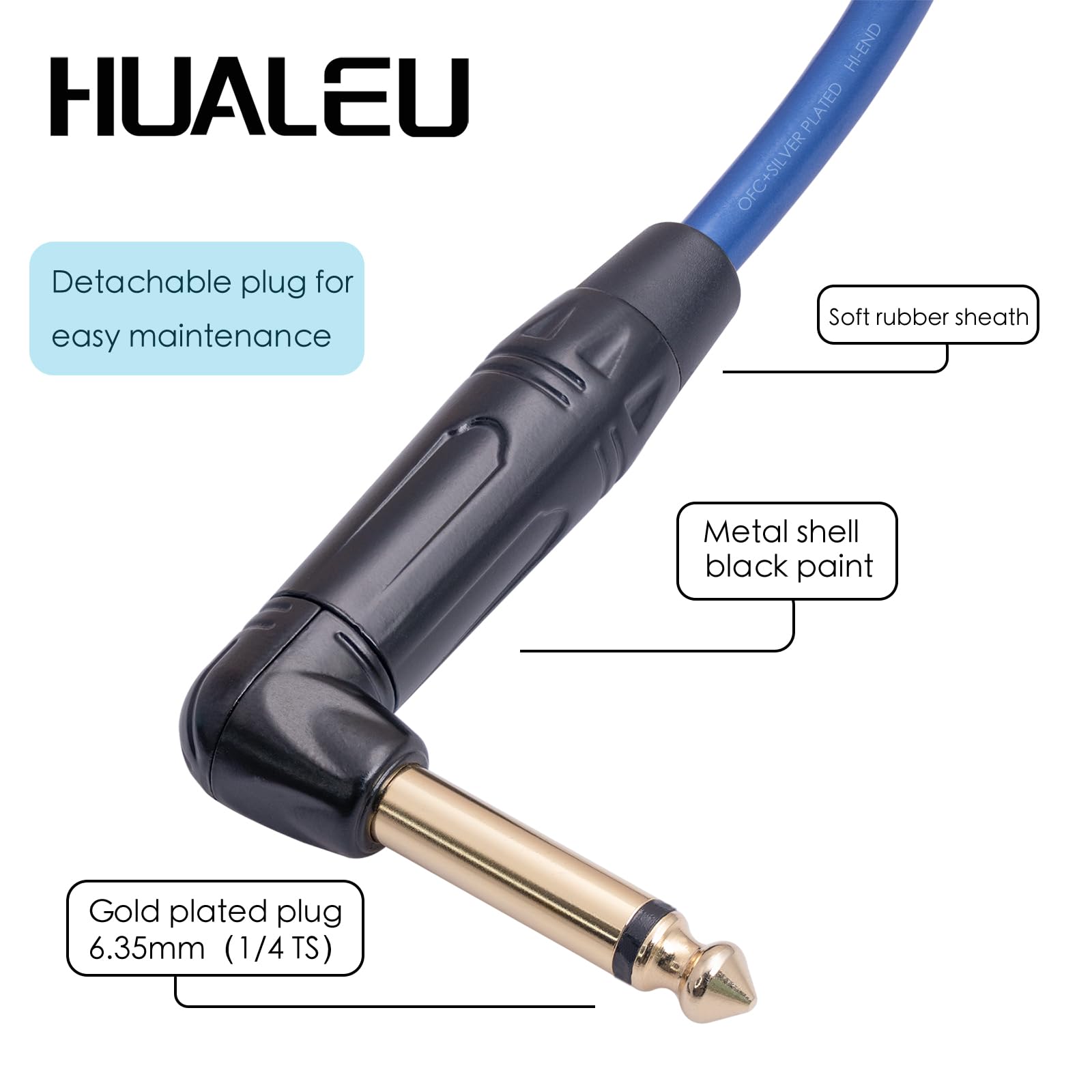 Mikrofonkabel TS rechtwinklig auf XLR-Buchse, XLR-Buchse auf 6,35 mm TS-rechtwinkliger Stecker, 6 N OFC + versilbertes Hi-End-Audiokabel für Mikrofonmischer, 2 Stück