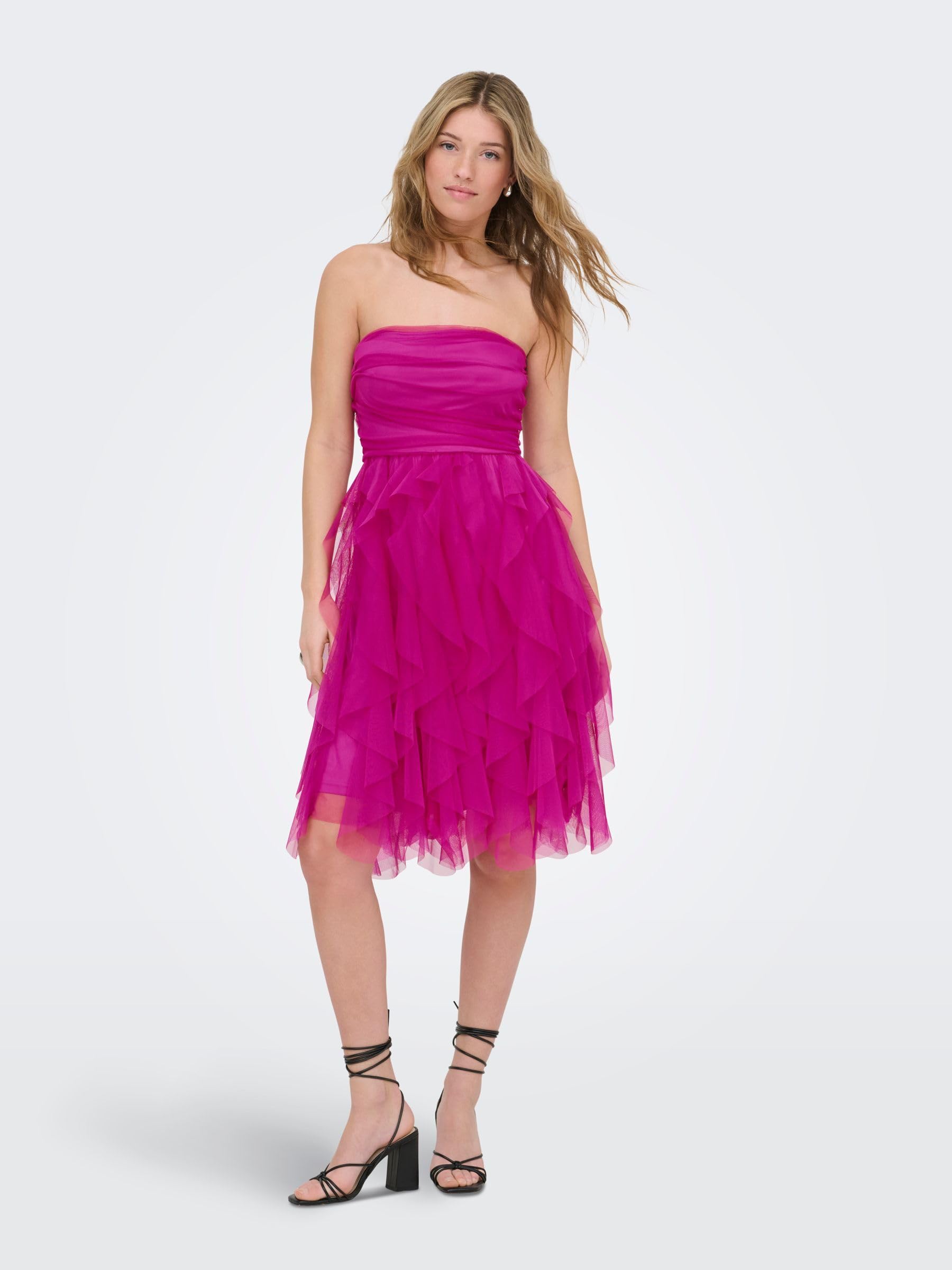 Only Onlhighsky S/L Ruffle Midi Dress Jrs Onlhighsky S/L Ruffle Midi Dress Jrs Donna (Pacco da 1)