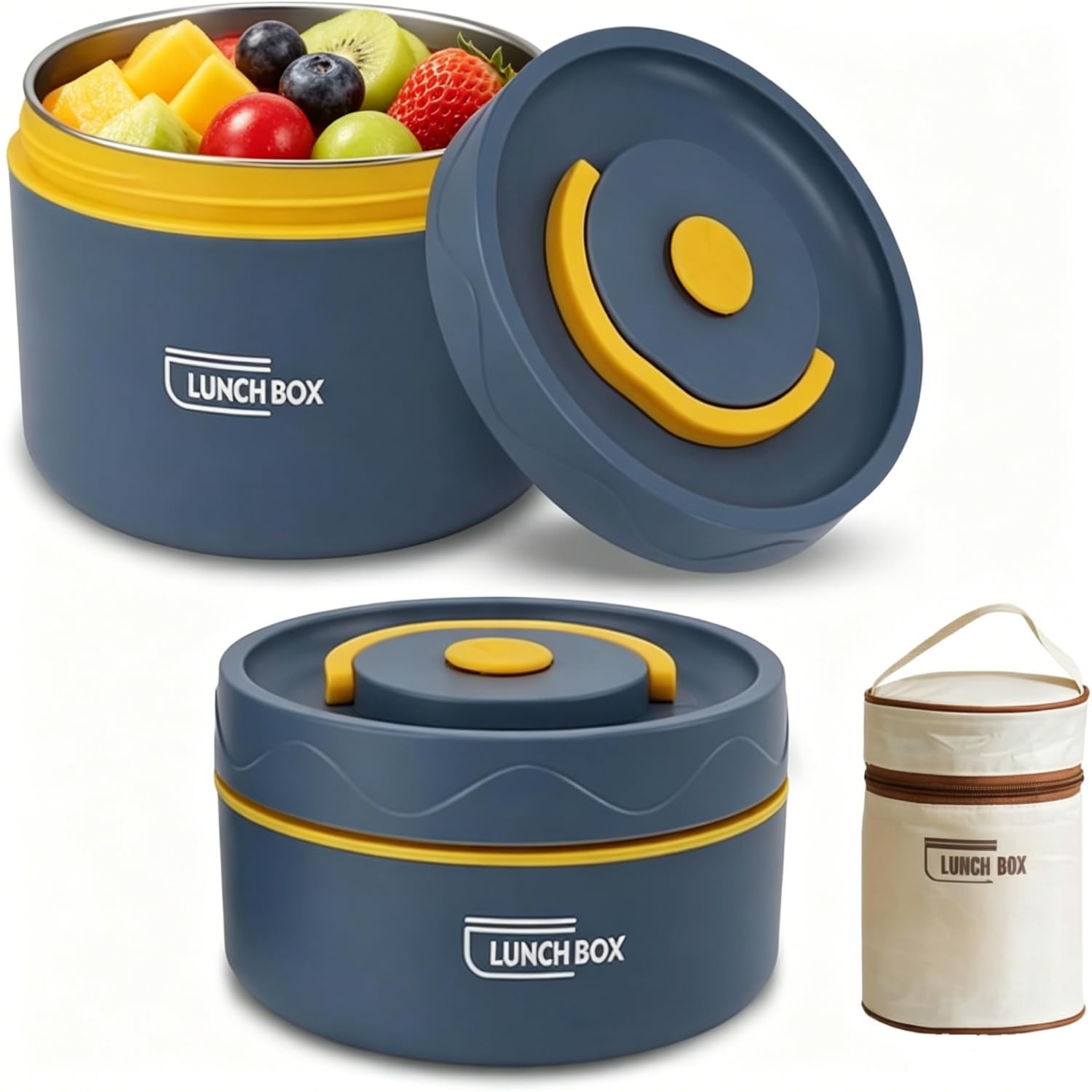 Tissting 2 Pcs Food Flasks for Hot Food, 420ml/550ml Soup Flask Microwaveable Thermal Lunch Containers 304 Stainless Steel Liner Insulated Food Jar with Lunch Bag