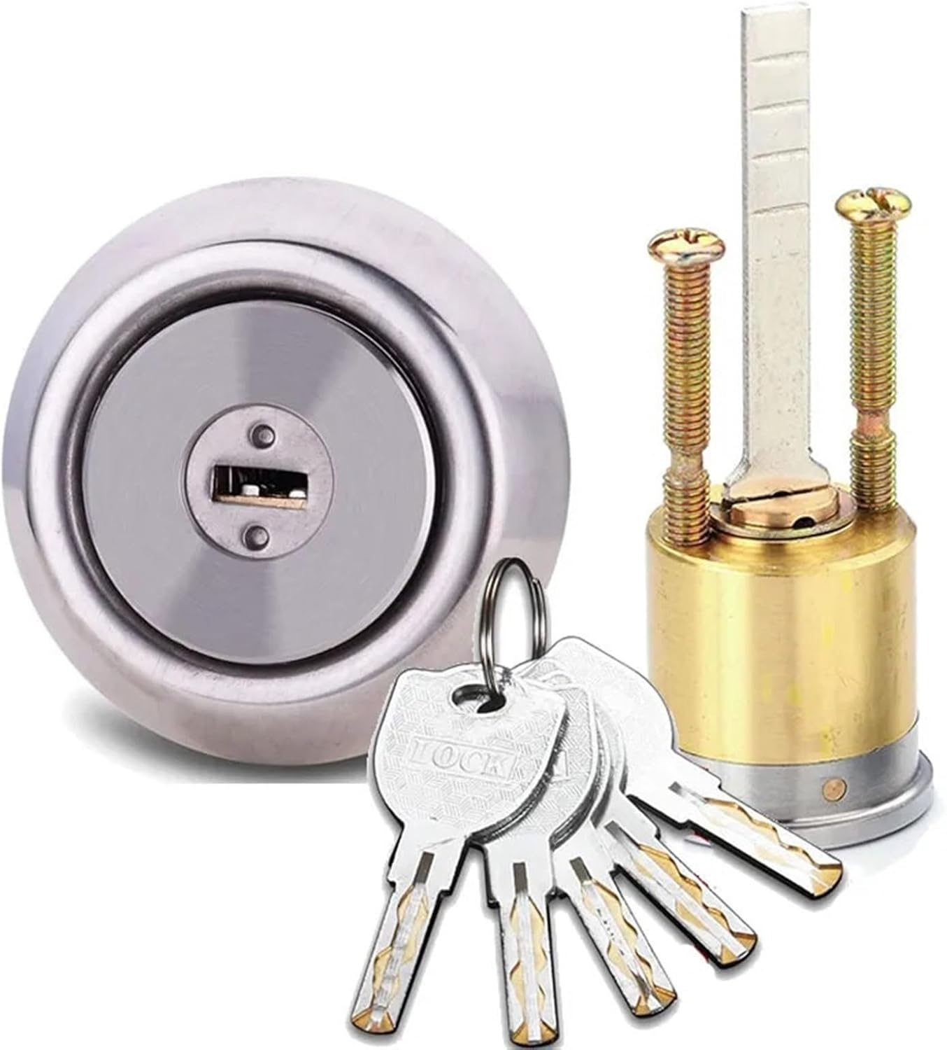 Security Lock Copper Replace Lock Cylinder C-Level Lock Cylinder Universal Round Cylinder Iron Wooden Door Lock 1Pcs