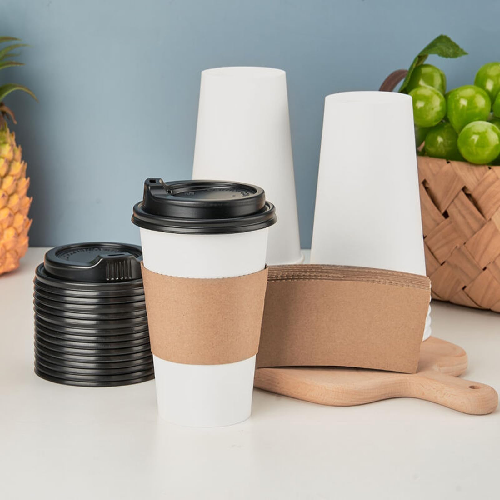 12 Oz Paper Cups With Lids METAPRINT 100 Pack 12 Oz Disposable Coffee ...