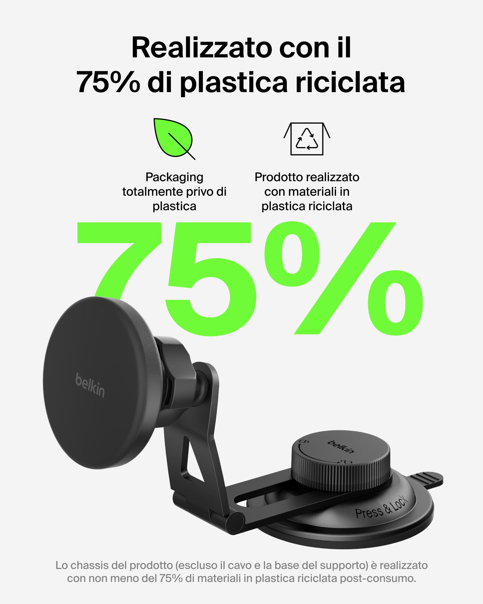 Belkin BoostCharge Caricatore Wireless per Auto Qi2, Supporto Magnetico per Telefono per Bocchette dell'Aria con Cavo USB C, Ricarica Rapida Compatibile con MagSafe per iPhone, Galaxy, Pixelsnap, Nero