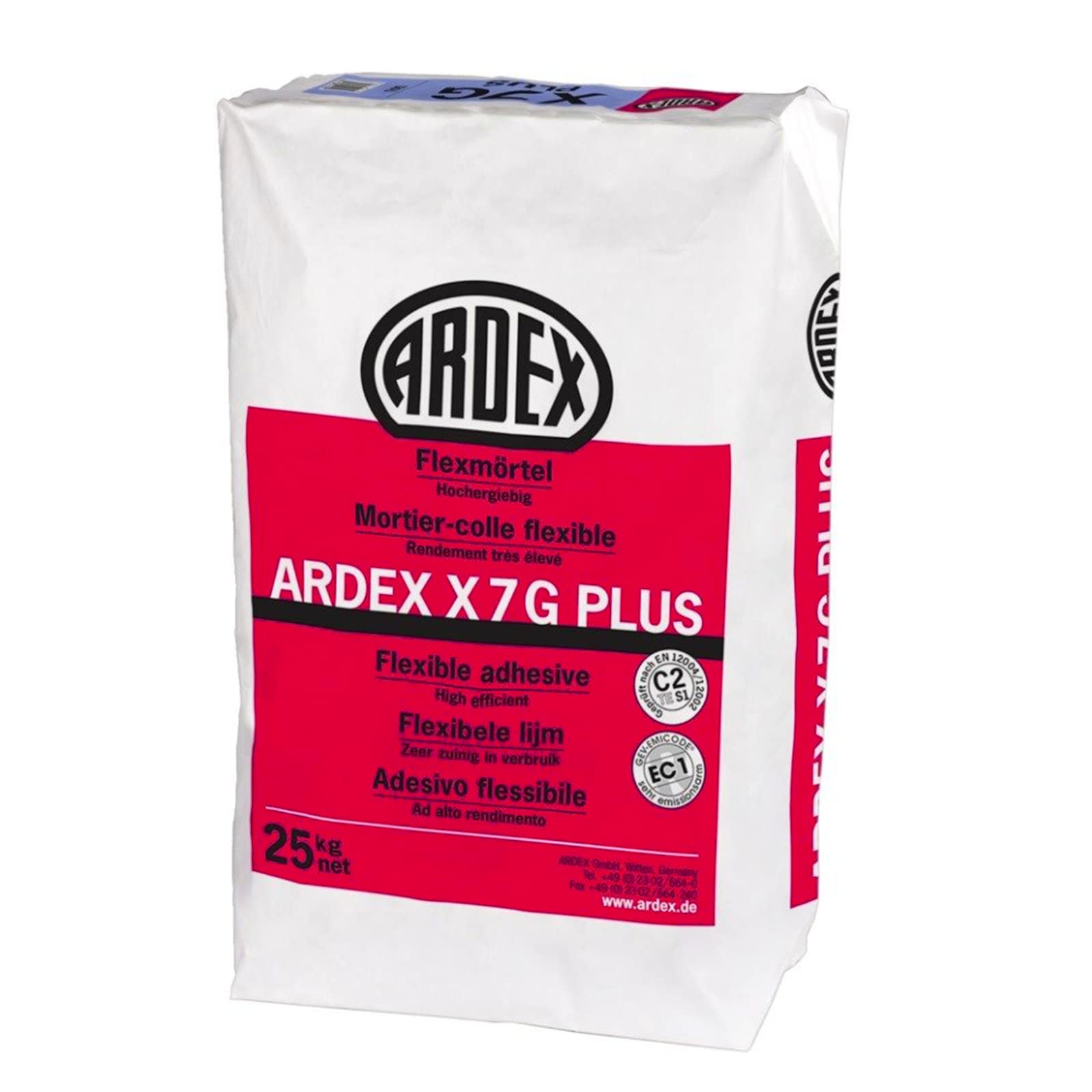 10 x ARDEX X 7 G Plus Flexmörtel Fliesenkleber Flexkleber Frostbeständig 25 KG Auf Zementbasis Zum Setzen von Fliesen Schieferplatten und Dämmstoffen