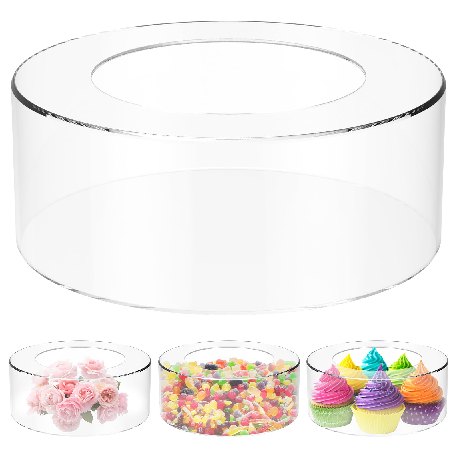 Menibbler Acrylic Fillable Cake Stand, Clear Cake Riser Cylinder Cupcake Stand Decorative Cake Display Round Cake Display Stand Reusable Cake Holder For Party Wedding Birthday 5.9In 7.87In 9.8In(25Cm)