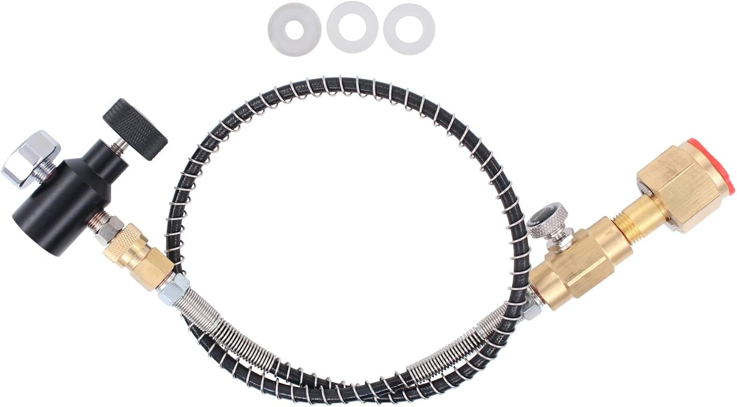 CO2 Refill Adapter Cylinder Refill Adapter Hose with Pressure Gauge Hose W21.8-14 Connection for Sodastream Tanks Soda Maker for Filling