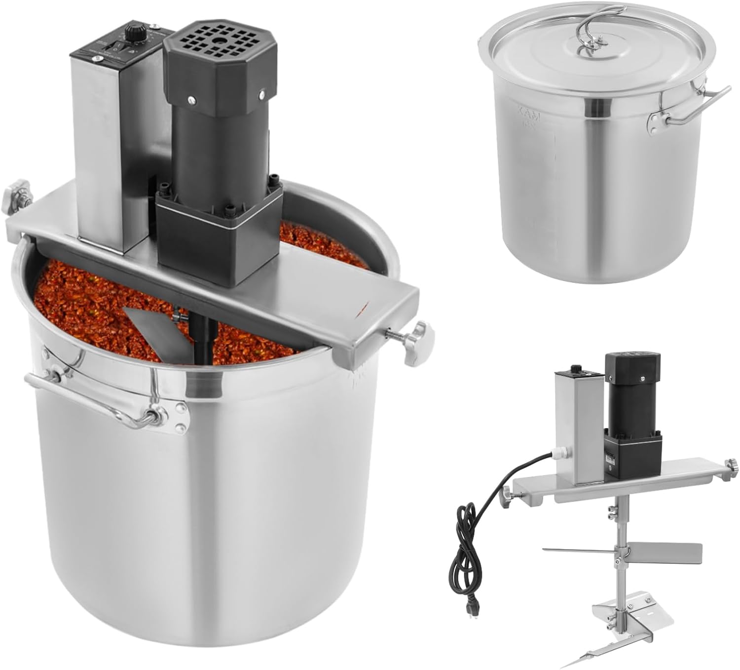 6.6 Gal/25L Electric Jam Mixer, 110V Automatic Mixer Machine with 4-Blade Mixing Scrape, 120W Stainless Steel Self Stirring Pot, Commercial Automatic Food Mixers