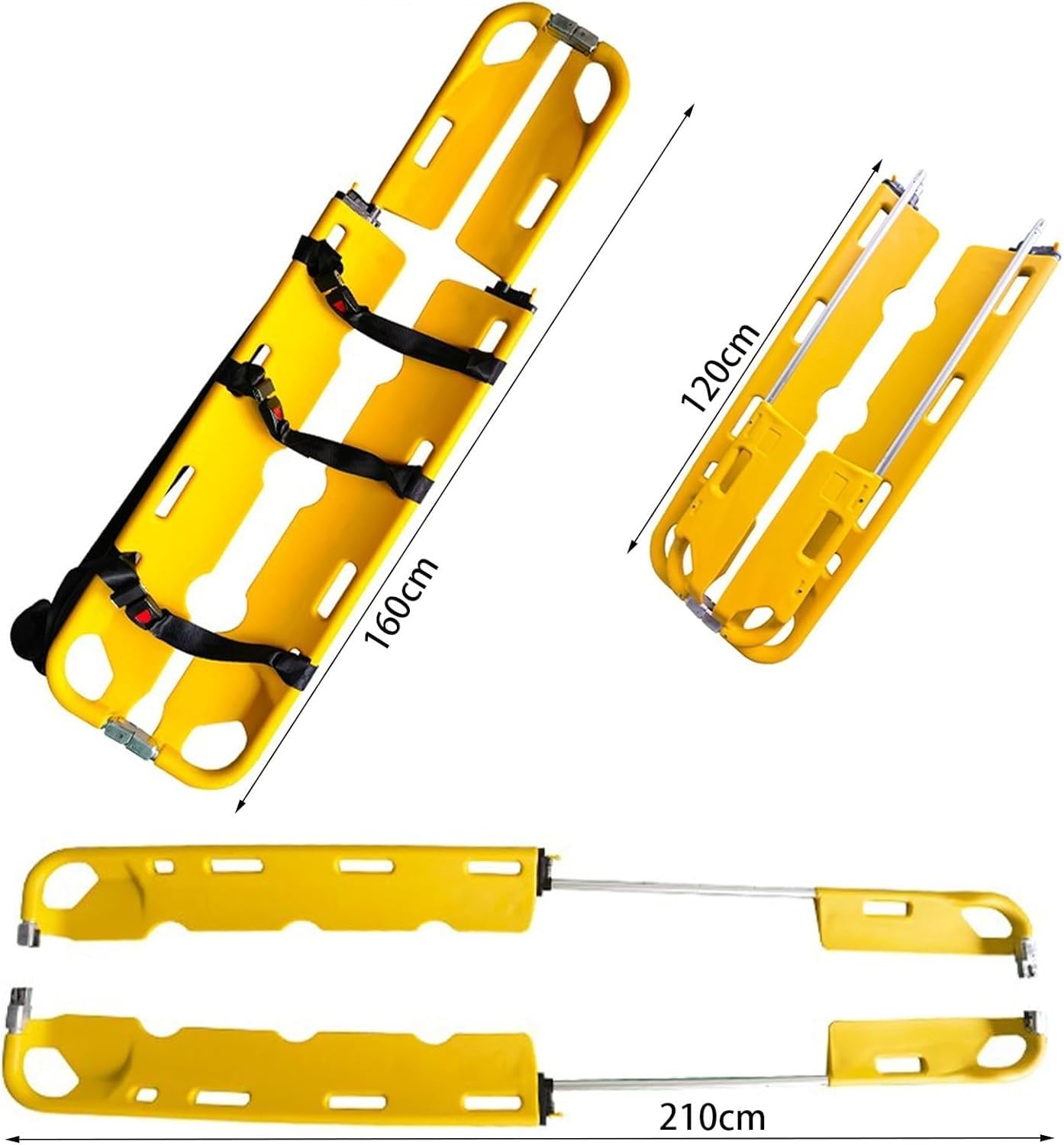 Brancard de secours, brancard d'ambulance, planche dorsale d'immobilisation EMT, brancard pliable, sauvetage d'urgence, évacuation de blessés, avec sangles de sécurité, pour les transferts de patients