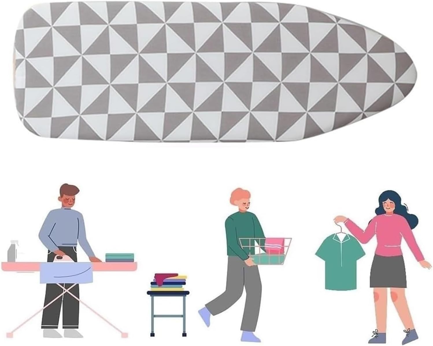 Ironing board cover, Small Iron Board Cover With Padding Grey Scorch And Stain Cotton Ironing Covers(Grid,90x31cm(36x12in))