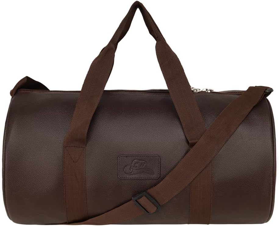 Vegan Leather 24 Cms Duffle/Shoulder/Gym Bag for Men & Women Brown Travel Friendly Bag Gifts for Men