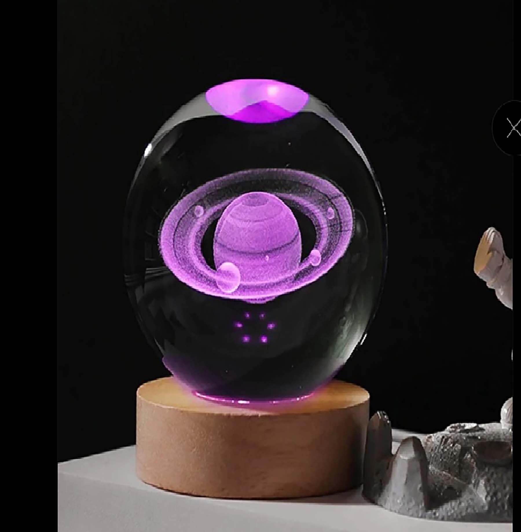 zahab 7 Color Changing 3D Wooden Crystal Ball Night Lamp with LED Lights - Perfect Home Decor & Birthday Gift for Teens Crystal Ball for Home Decoration Satrun