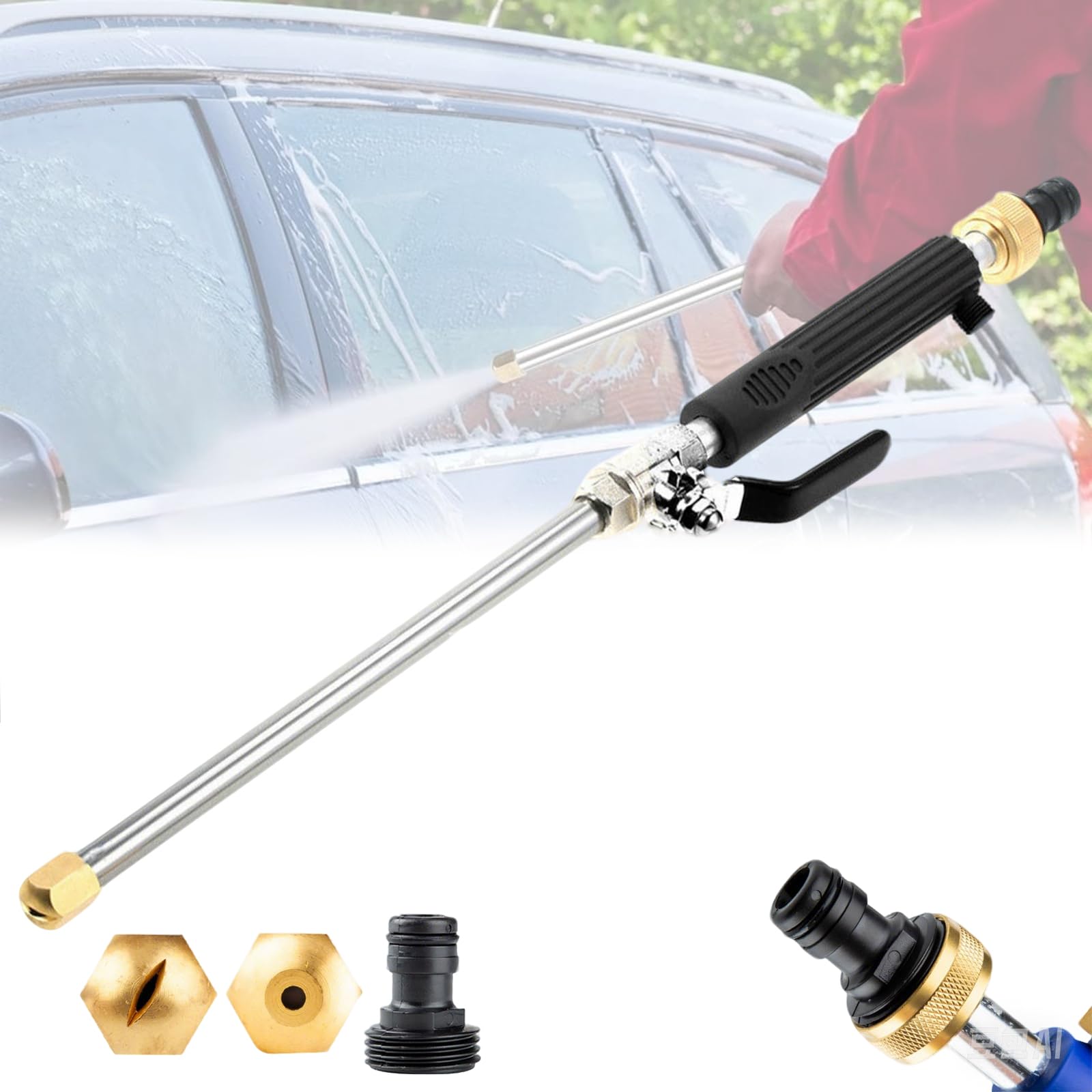 Mzvoo A Jetsono High Pressure Water Gun,Jetsono Water Jet,Jet Sono Pressure Washer,High Pressure Hose Ttachment,High Pressure Washer,2-In-1 High Pressure Power Washer Wand, Jet High Pressure Washer Lance