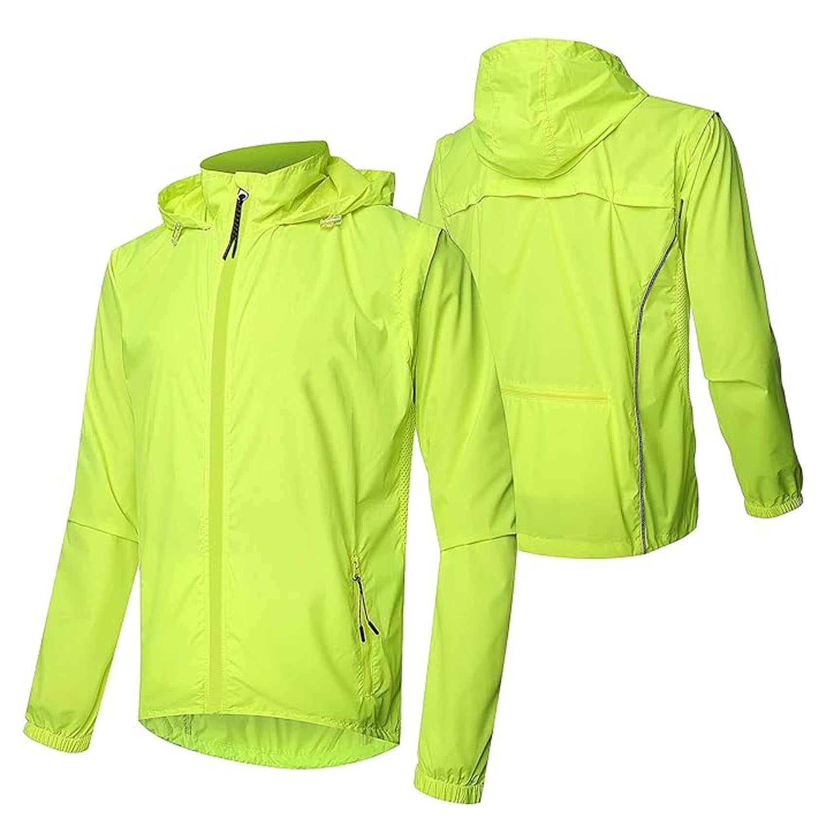 Hombres Mujeres Chaqueta Ciclismo Ultraligera Impermeable A Prueba Viento Jerseys Ciclismo Ligero Transpirable Cortavientos Bicicleta Chaleco Manga Larga Desmontable para MTB,Green-L