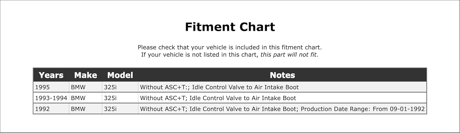 Lower Fuel Injection Idle Air Control Valve Hose Compatible With BMW 325i 1995 1994 1993 1992 P-2707839
