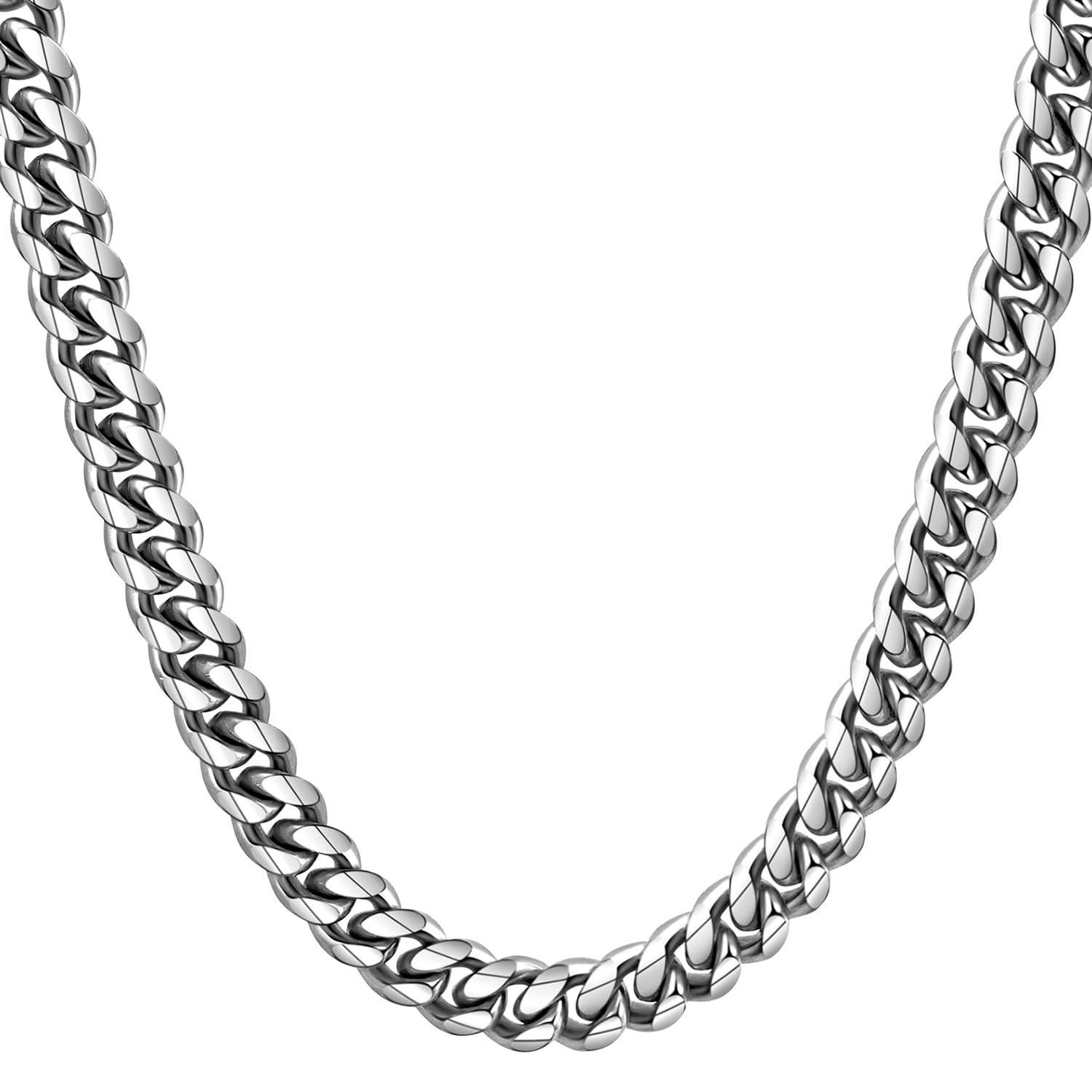 Hoyazvet Sturdy Cuban Link Chain Stainless Steel Necklace for Men Women, 6/8/10/12MM Width, 18K Gold/Black Metal/316L Stainless Steel Curb Necklace