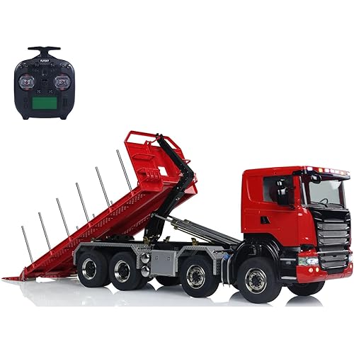 TOUCAN RC HOBBY 1:14 Hydraulic RC 8x8 Flatbed Full Dump Car Roll Off Dumper Truck 3Speed Gearbox for Ages 18+