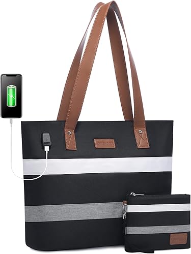 Miniatura 1 de LOVEVOOK Bolso de mano de trabajo para laptop para mujer, bolso escolar ligero e informal para laptop de 15.6 pulgadas, 2 unidades por juego