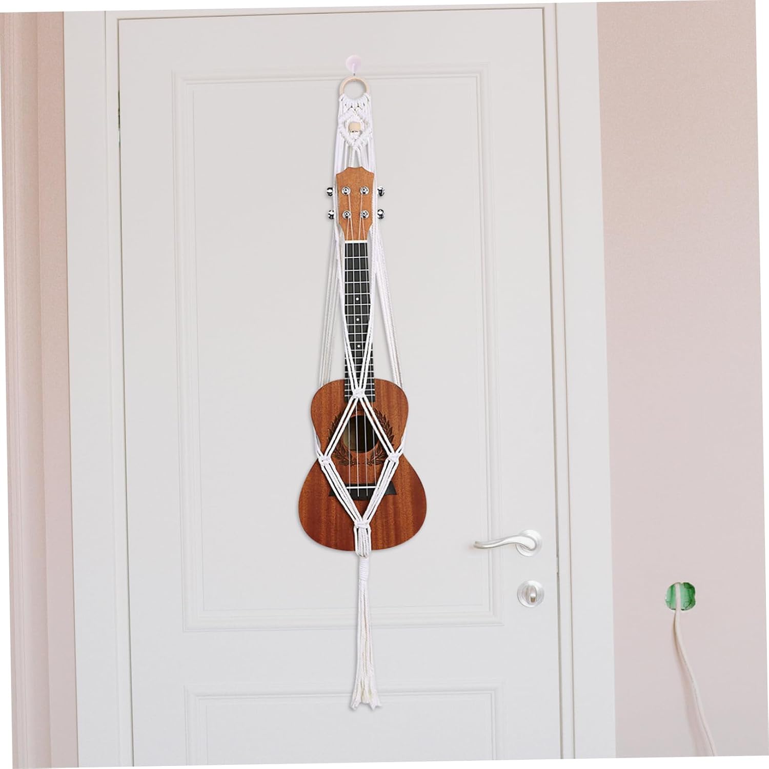 Yardwe Macrame Guitar Wall Hanger for Acoustic and Electric Guitars Adjustable Cotton Rope Holder Suitable for Wall Mounting Bohemian Style Design image 3