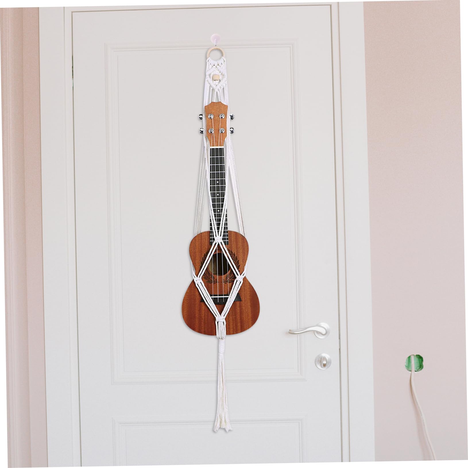 BESPORTBLE Guitar Hanger Handwoven Cotton Rope Wall Mount Holder for Ukulele Acoustic Guitar Easy to Install Decorative Wall Hanging for Living Patio and Garden