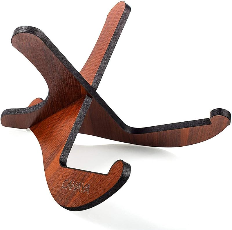 Guitar Stand Wooden Floor Portable Folding Guitar Holder X-Frame | Thicken Plywood String Instrument Holder Soft Leather Edges for Acoustic Electric Classical Bass Guitars Display Rack