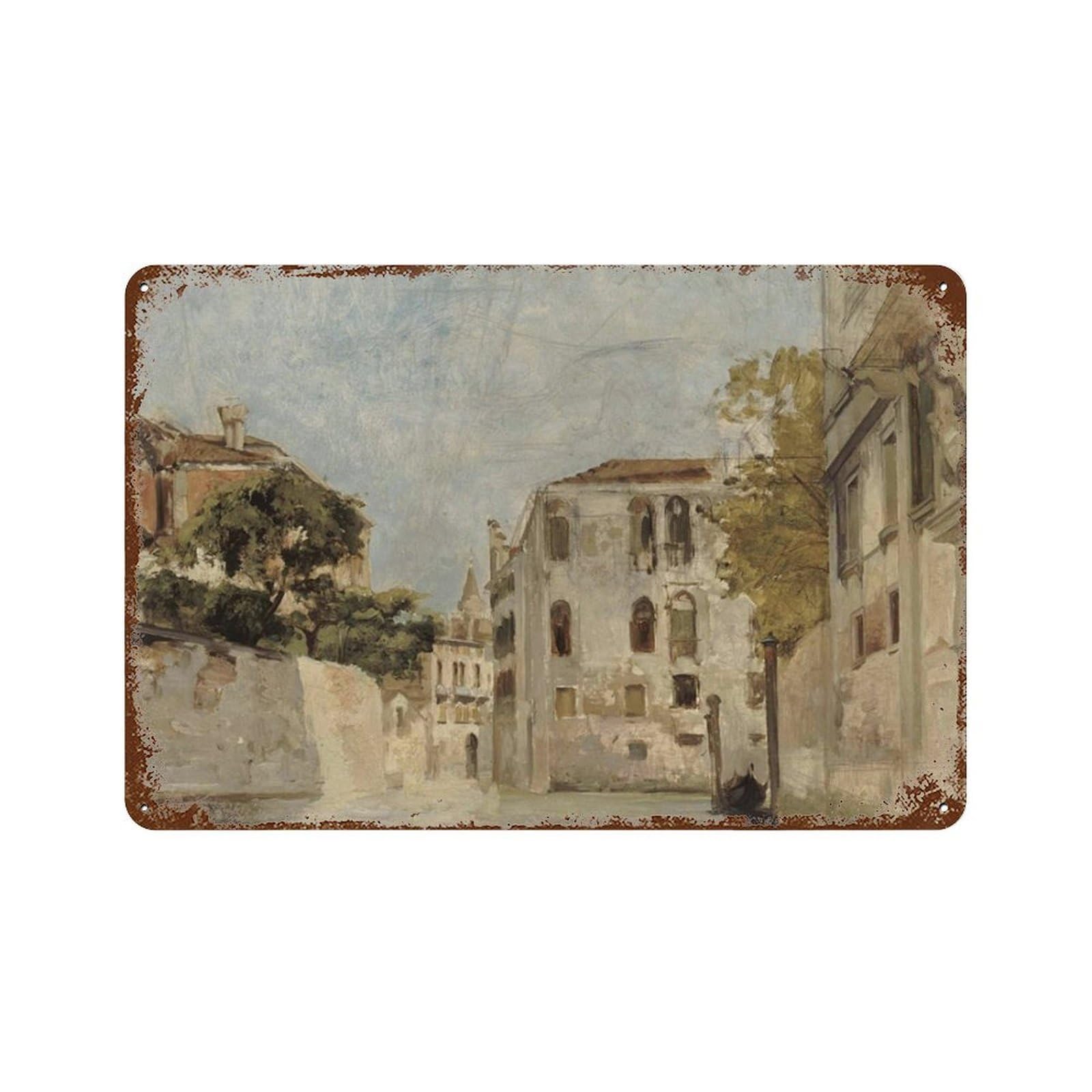 xiaoxiaoshen Venice Canal Painting, Vintage Neutral Italy Wall Decor Art Metal Tin Poster Modern Home Decor Art Home Bar Shop Decorations Vintage Sign 20x30cm