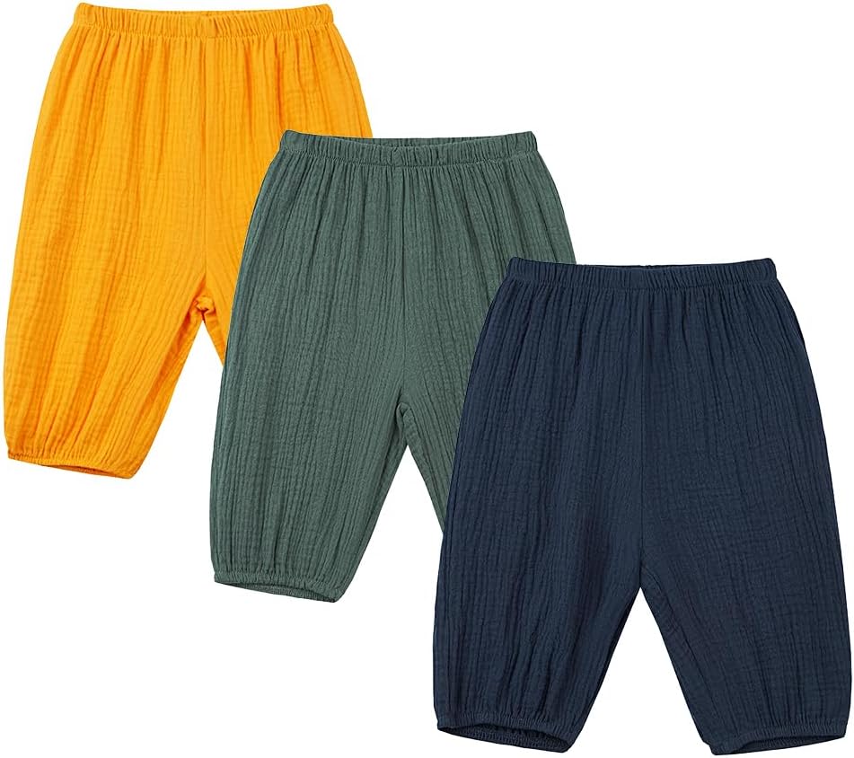 3 Pack Toddler Loose Gauze Capris Harem Pants