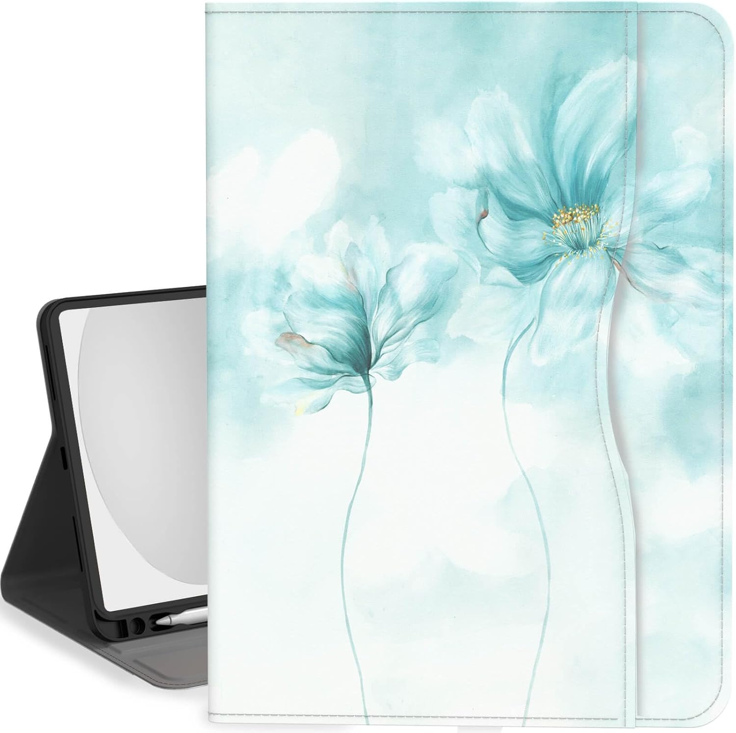 Feams Case for iPad (A16) 11th Generation 11 Inch 2025, iPad 10th Generation Case 10.9 Inch 2022 Kickstand Auto Sleep Cover with Pencil Holder & Pocket, Floral