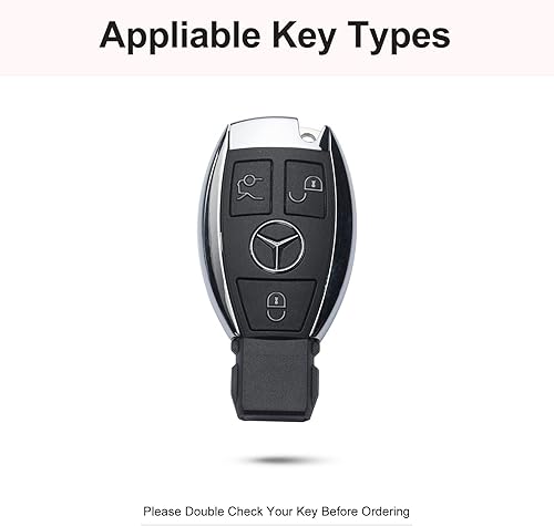 Miniatura 2 de Compatible con Mercedes Benz Funda para Llavero con Llavero, Carcasa de Llavero de Cristal de Cuero Genuino Negro Protección para Llavero Mercedes