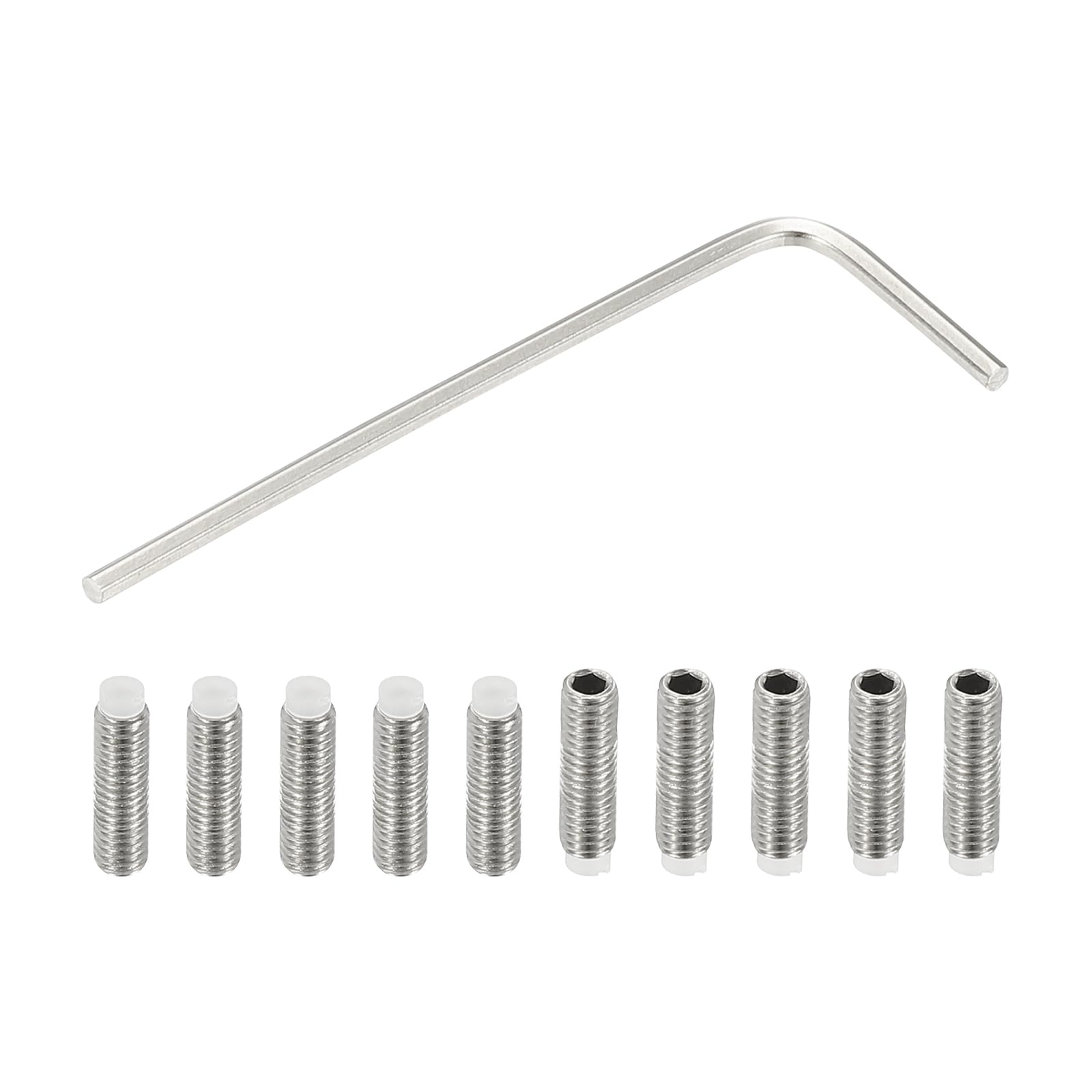 PATIKIL M3x10mm NyLon Tip Grub Screw, 10pcs 304 StainLess SteeL Metric Hex Socket Head Cup Point BoLt Anti SLip InternaL Hex Drive Hardware with l Key Wrench — image 1