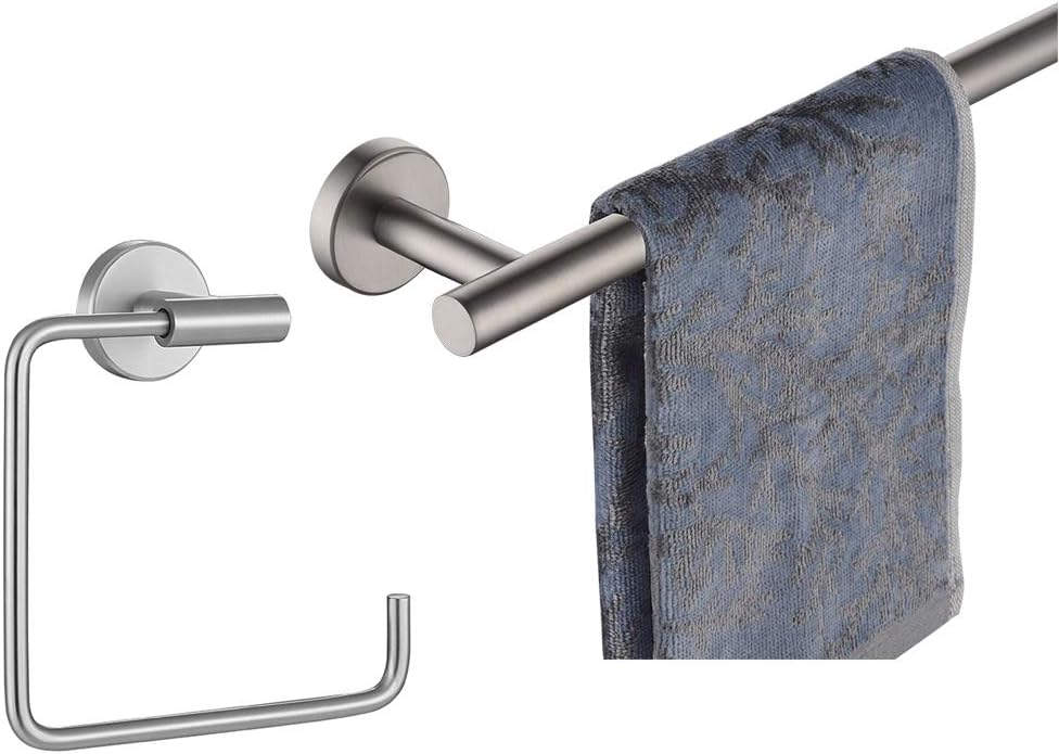 JQK Towel Ring, Stainless Steel Square Ring Towel Holder for Bathroom, 6 Inch Brushed Finished Wall Mount, TR140-BN