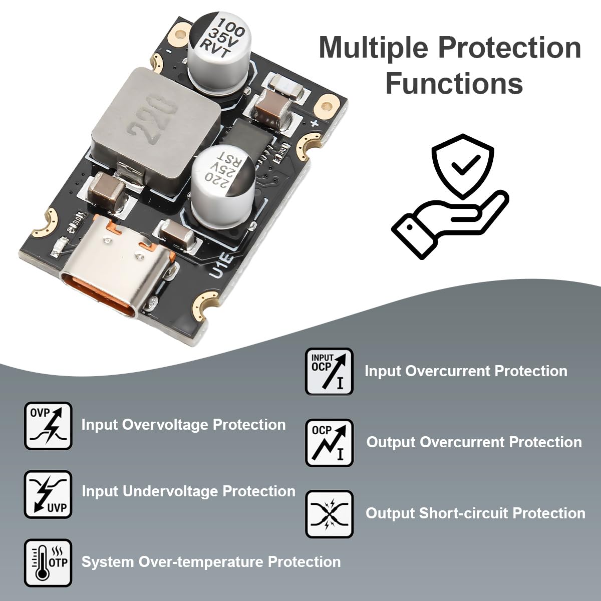5 sztuk Moduł ładowania PD65W 8-30V USB-C, wyjście 5V/9V/12V/20V PD3.1 QC3.0 SCP PPS, konwerter buck, z kablem czerwonym i czarnym 24AWG