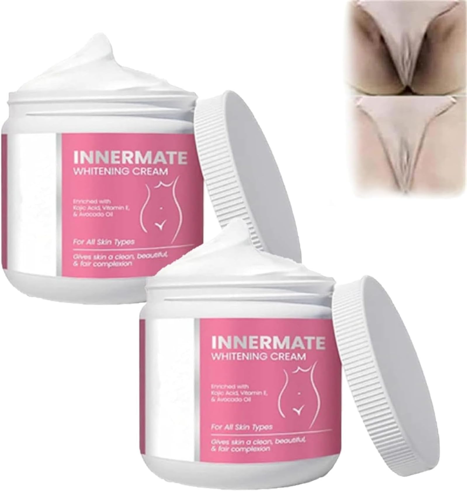 InnerMate Whitening Cream, Intimate Area Skin Lightening Cream, Skin Bleaching Cream for Private Area, Dark Spot Corrector Cream for Inner Thighs, Bikini Line, Underarms (2Pcs)