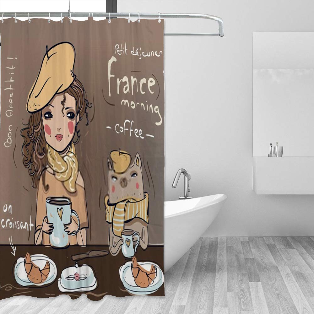 Rideau de douche chat imperméable pour éviter les inondations sur le carrelage