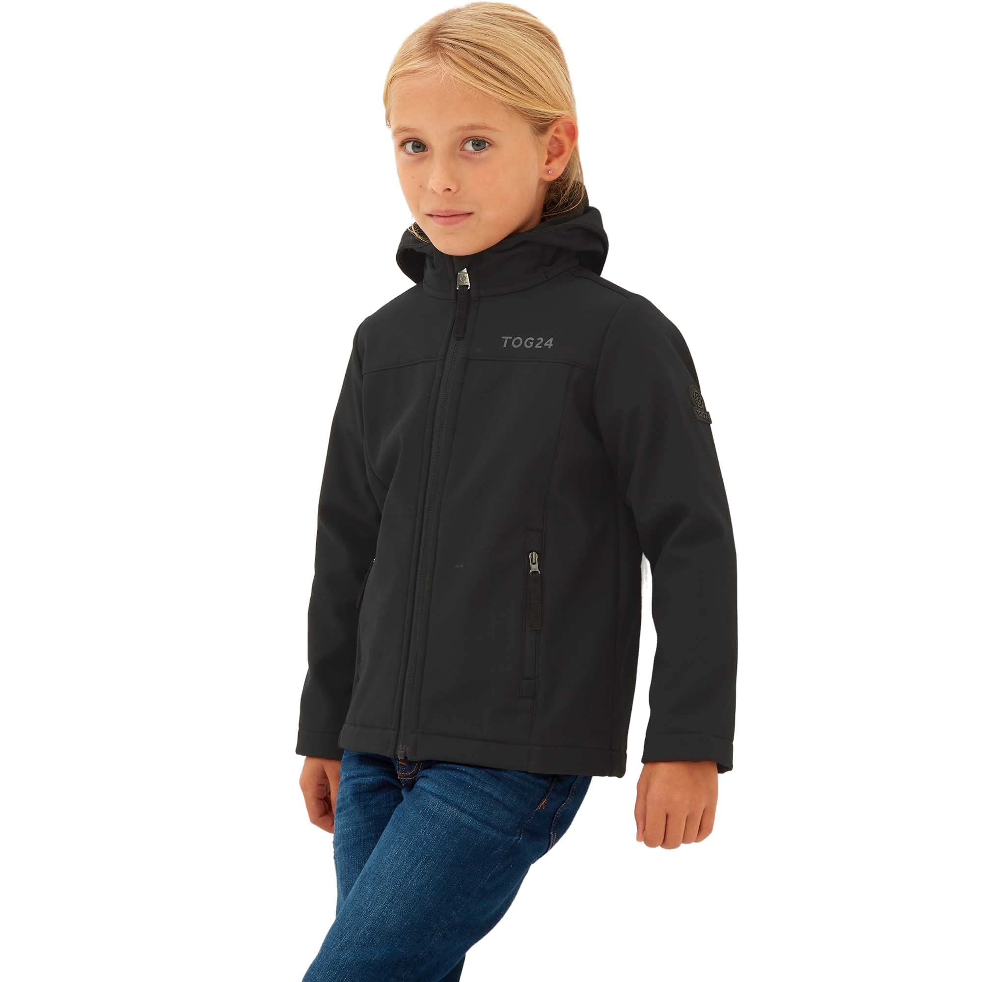 TOG24 Koroma Kids Softshell Hooded Jacket, Lightweight, Breathable, Windproof and Water Resistant, Fleece Lining For Warmth, Ideal for School and General Use