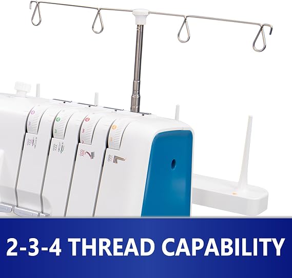 MILLEPUNTI Overlock Sewing Machine with 1300 stitches per min, 2/3/4 threads, adjustable stitch length, differential feed included, MLD42 accessory kit